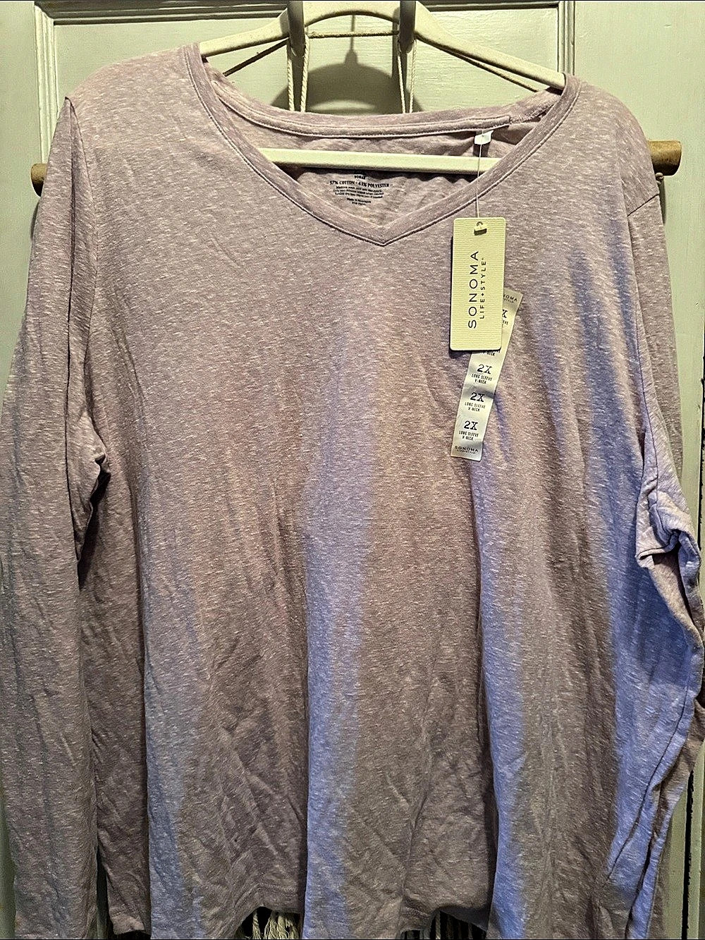 SONOMA Long Sleeve V-Neck Tee V-Neck Cotton Blend Tee Size 2X NWT